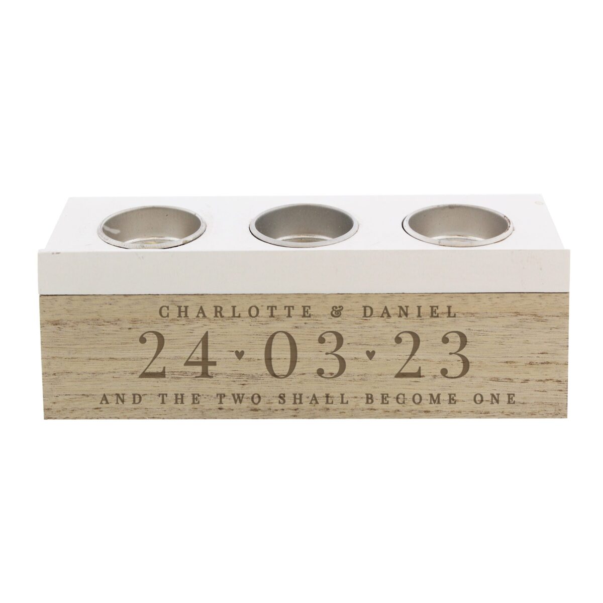 Personalised Special Date Triple Tea Light Box: 5 - Candle Holders By Gift Moments