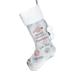 Personalised Special Delivery Silver Grey Stocking: 4 - Christmas Stockings By Gift Moments