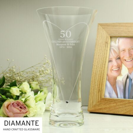 Personalised Special Year Diamante Heart Vase: 2 - Vases By Gift Moments