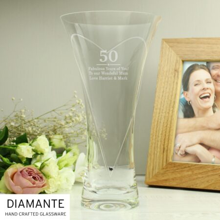 Personalised Special Year Diamante Heart Vase: 8 - Vases By Gift Moments