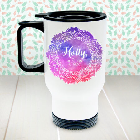 Personalised White Travel Mug for Her: 1 - Travel Mugs By Gift Moments