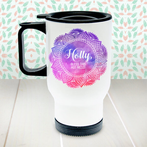 Personalised White Travel Mug for Her: 1 - Travel Mugs By Gift Moments