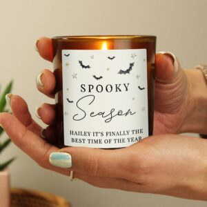Personalised Spooky Amber Glass Candle: 4 - Candles By Gift Moments