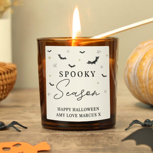 Personalised Spooky Amber Glass Candle: 1 - Candles By Gift Moments