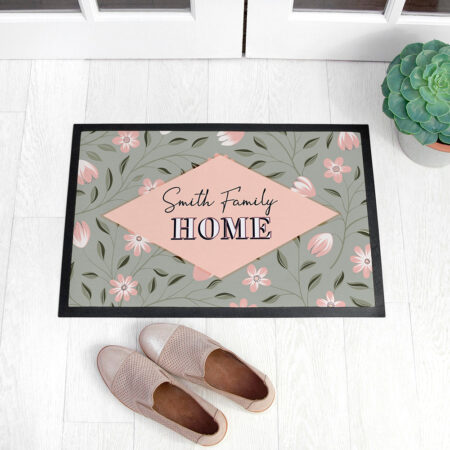 Personalised spring blossoms doormat