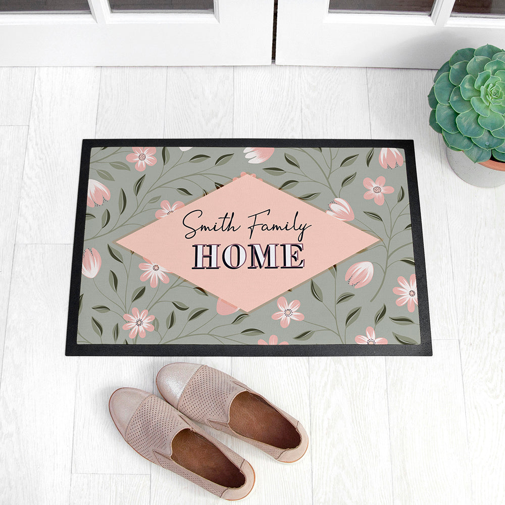 Personalised spring blossoms doormat