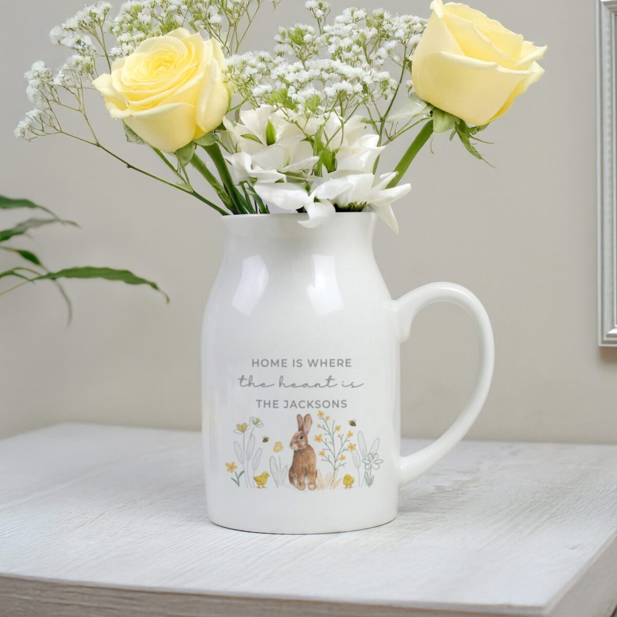 Personalised spring bunny jug vase