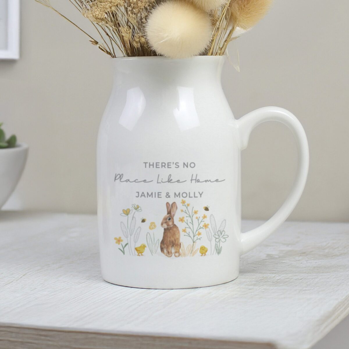 Personalised spring bunny jug vase