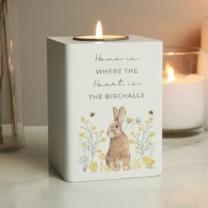 Personalised Spring Bunny Tealight Holder: 3 - Candle Holders By Gift Moments