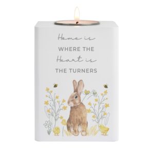 Personalised Spring Bunny Tealight Holder: 5 - Candle Holders By Gift Moments