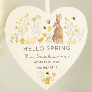 Personalised Spring Bunny Wooden Heart: 3 - Ornaments By Gift Moments