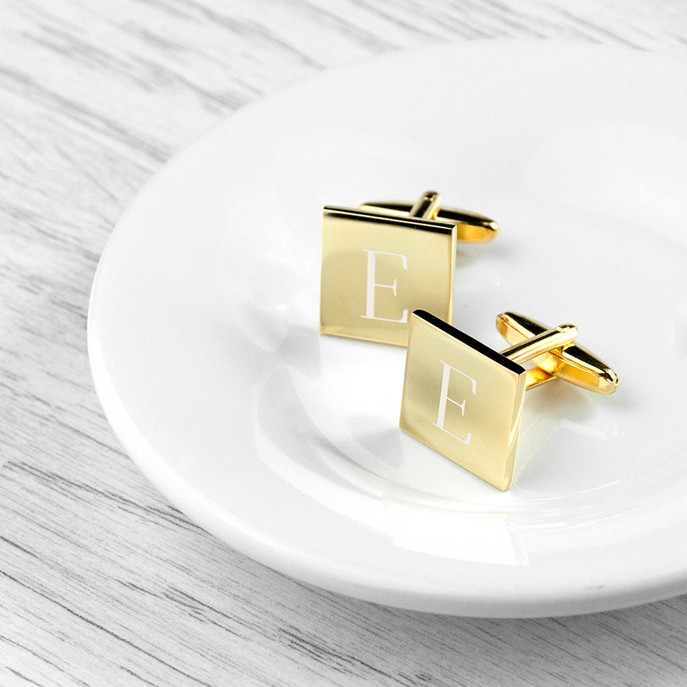 Personalised Square Gold Plated Cufflinks: 4 - Cufflinks & Tie Slides By Gift Moments