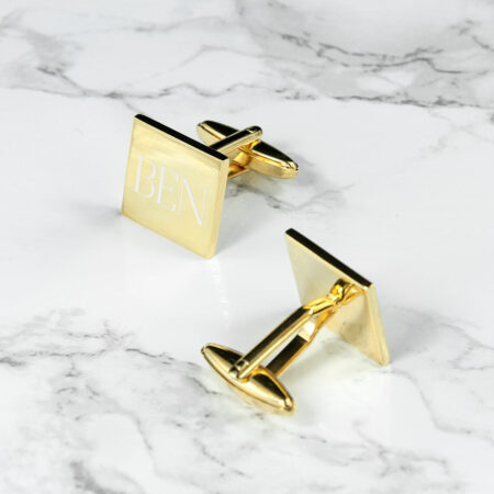 Personalised Square Gold Plated Cufflinks: 7 - Cufflinks & Tie Slides By Gift Moments
