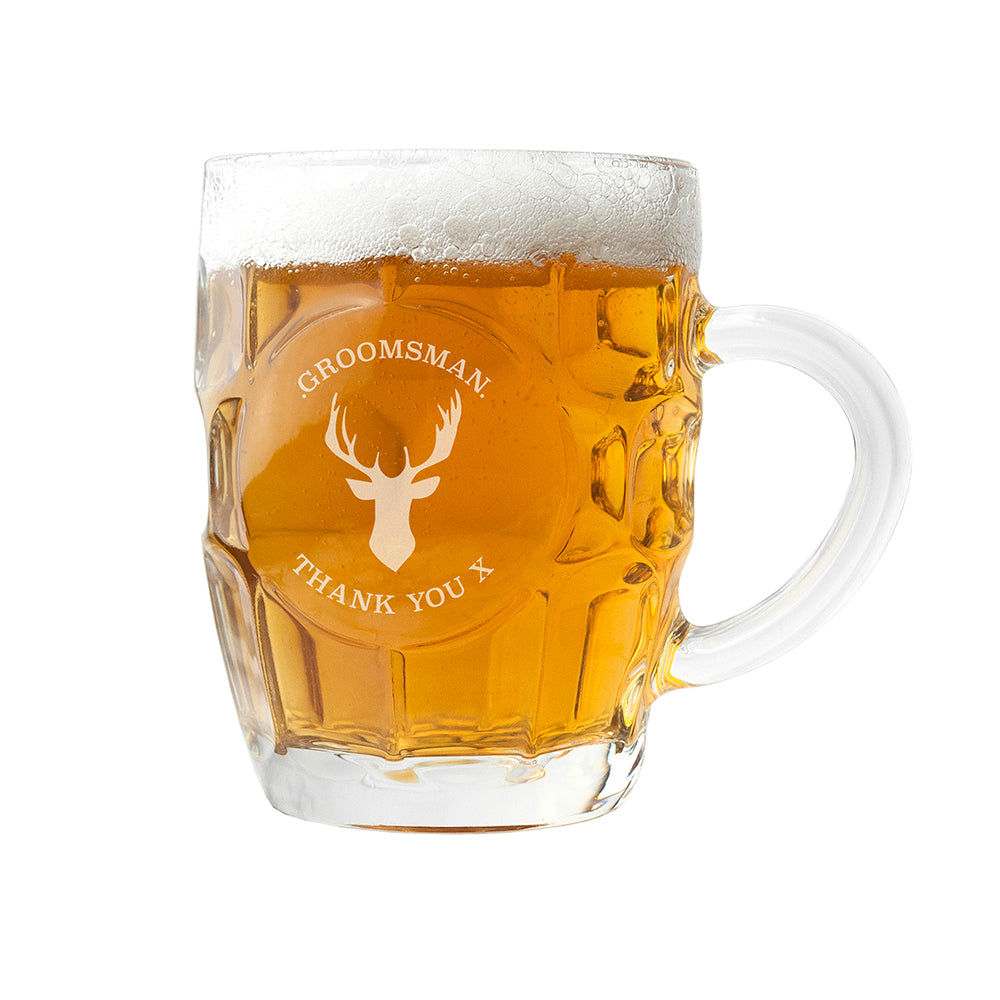 Personalised Stag Dimpled Beer Glass: 5 - Beer Glasses By Gift Moments