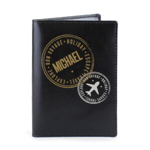 Personalised Stamped Black Passport Holder: 2 - Passport Holders By Gift Moments