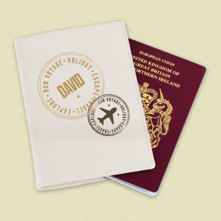 Personalised Stamped Cream Passport Holder: 3 - Passport Holders By Gift Moments