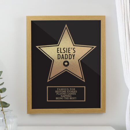 Personalised star award framed prints oak