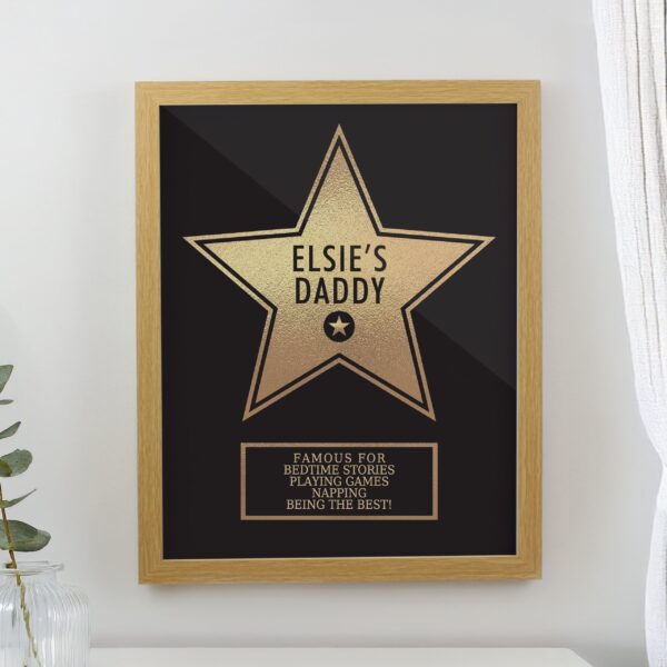 Personalised Star Award Framed Prints: 1 - Oak - Framed Prints By Gift Moments