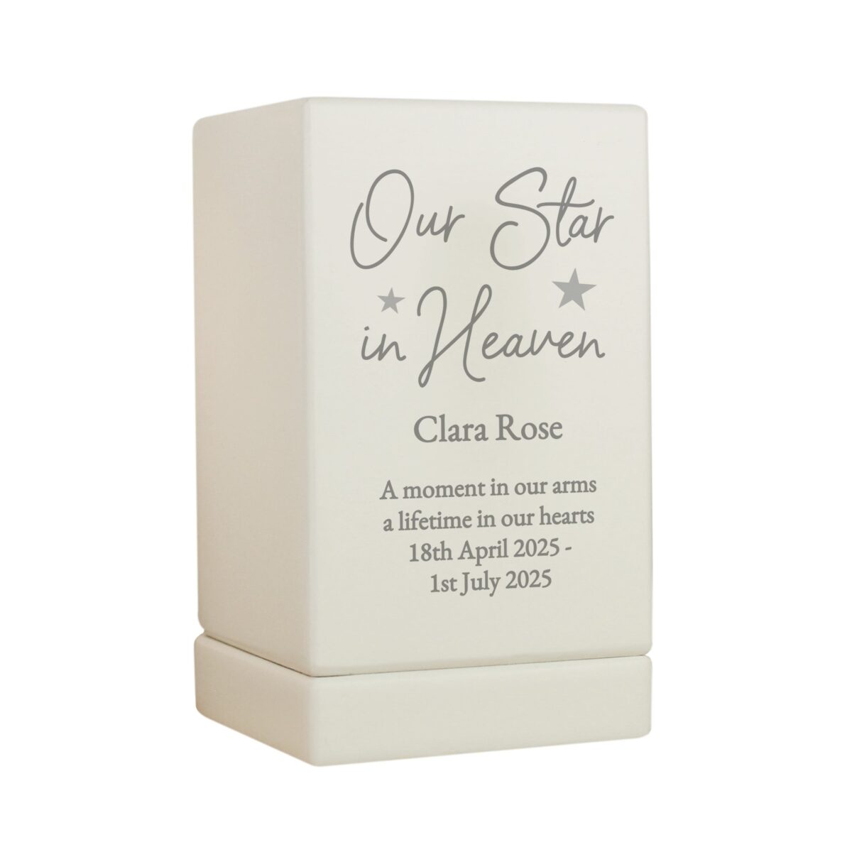 Personalised star heaven small wooden urn
