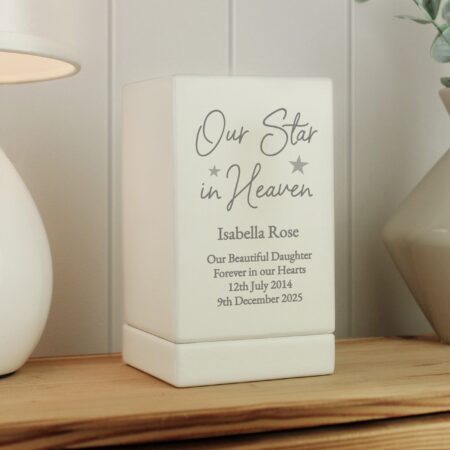 Personalised star heaven small wooden urn