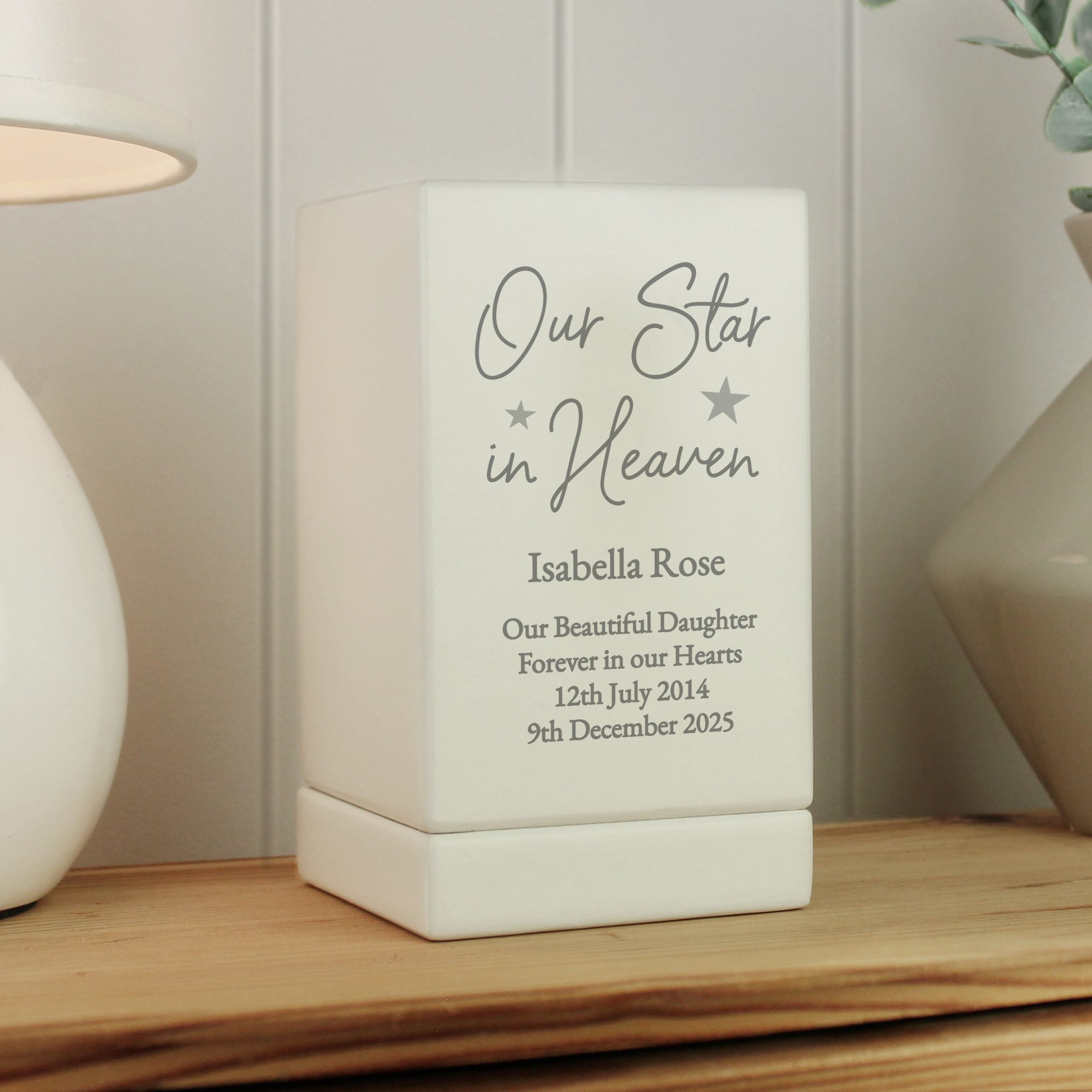 Personalised star heaven small wooden urn