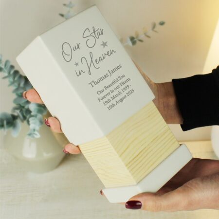 Personalised star heaven small wooden urn