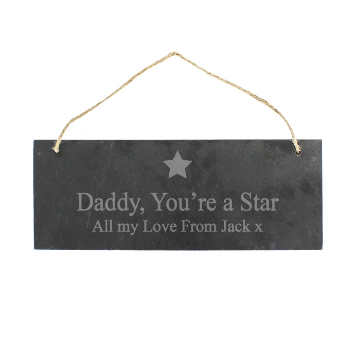 Personalised star motif hanging slate plaque