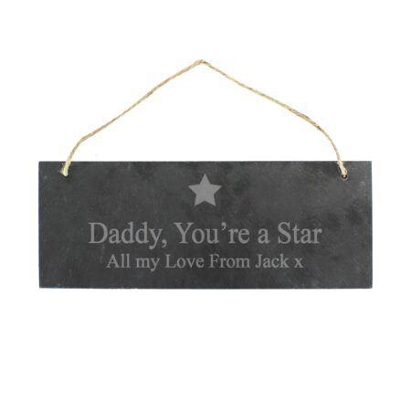 Personalised star motif hanging slate plaque