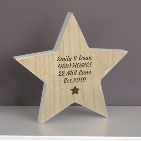 Personalised Star Motif Rustic Wooden Star Decoration: 2 - Christmas Decorations By Gift Moments