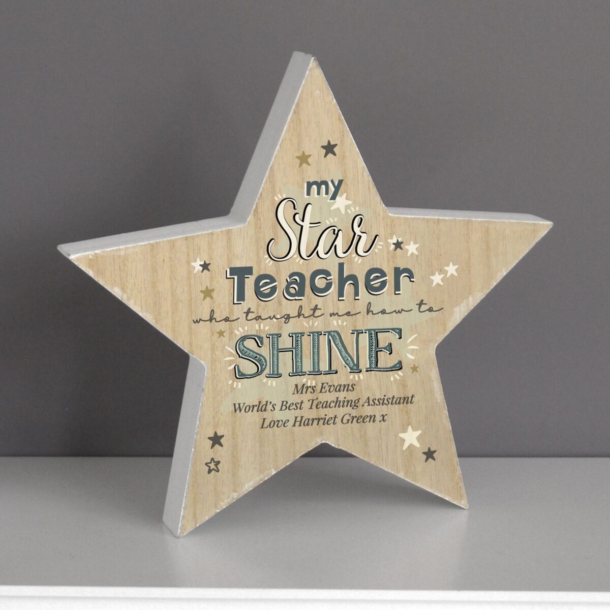 Personalised My Star Teacher Rustic Wooden Star Decoration: 2 - Keepsakes By Gift Moments