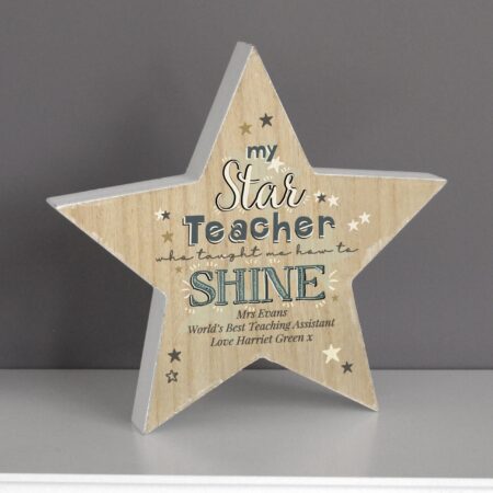 Personalised My Star Teacher Rustic Wooden Star Decoration: 2 - Keepsakes By Gift Moments