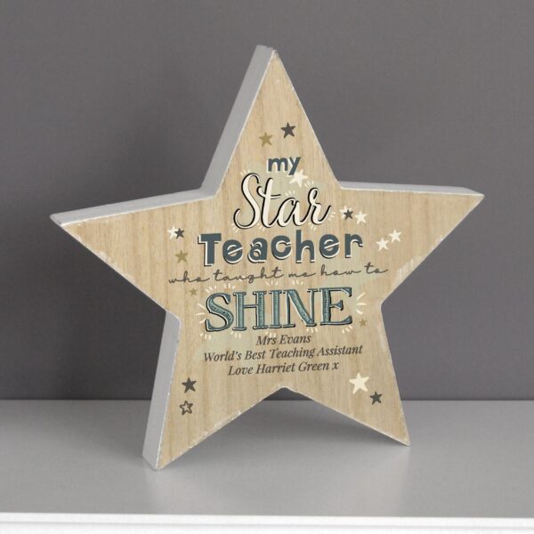Personalised My Star Teacher Rustic Wooden Star Decoration: 2 - Keepsakes By Gift Moments