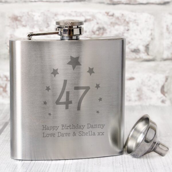 Personalised Stars Age Hip Flask: 1 - Hip Flasks By Gift Moments
