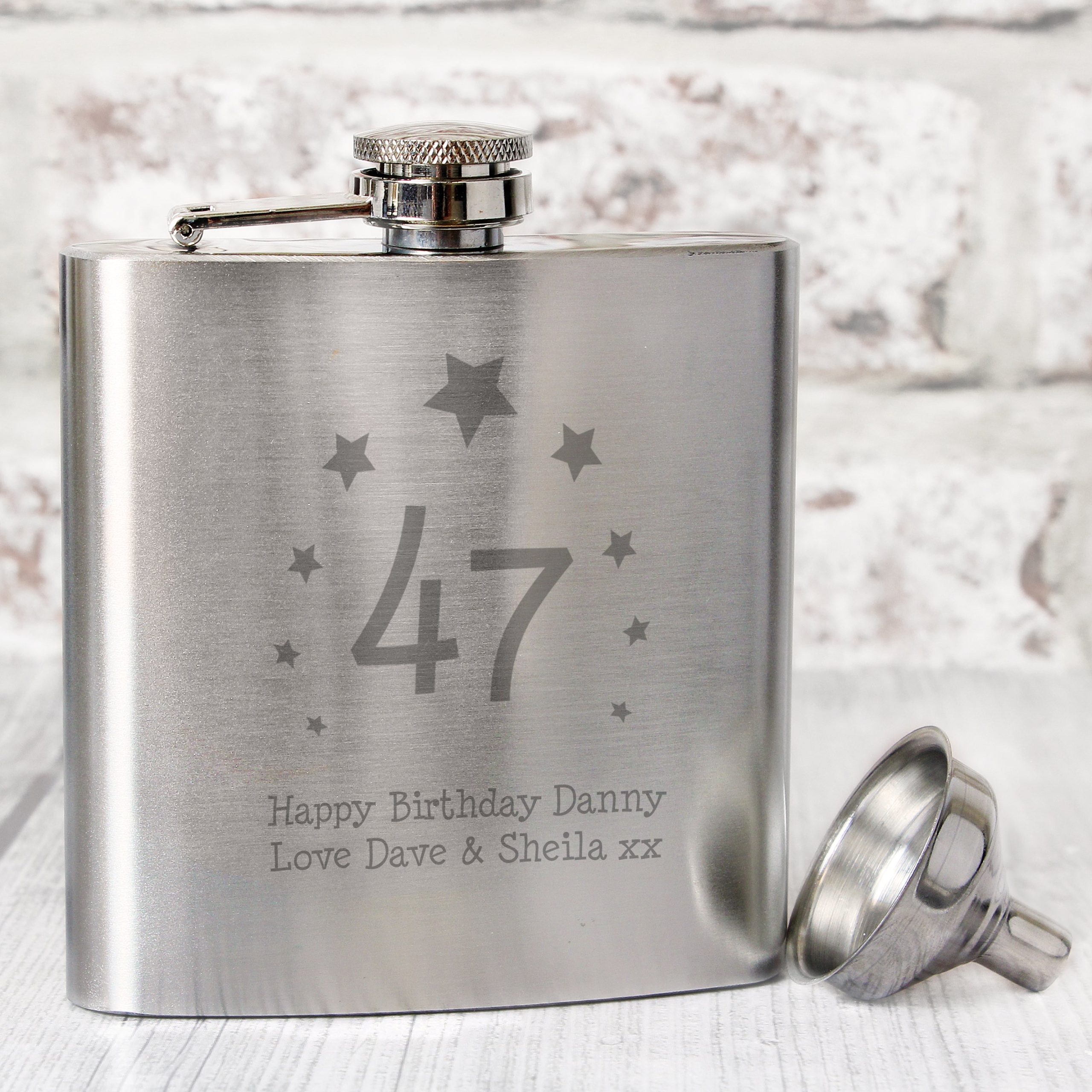Personalised Stars Age Hip Flask: 1 - Hip Flasks By Gift Moments