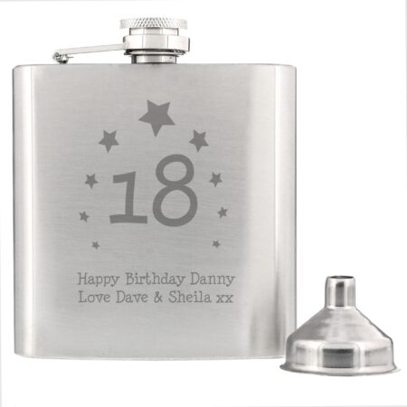 Personalised Stars Age Hip Flask: 3 - Hip Flasks By Gift Moments