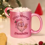 Personalised Stay Merry Santa Pink Mug: 1 - Mugs By Gift Moments