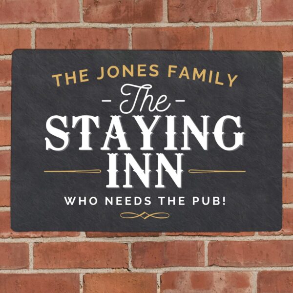 Personalised Staying Inn Metal Sign: 2 - Signs & Plaques By Gift Moments
