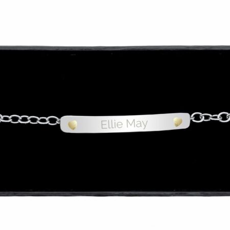 Personalised Sterling Silver and 9ct Gold Bar Bracelet: 2 - Bracelets By Gift Moments