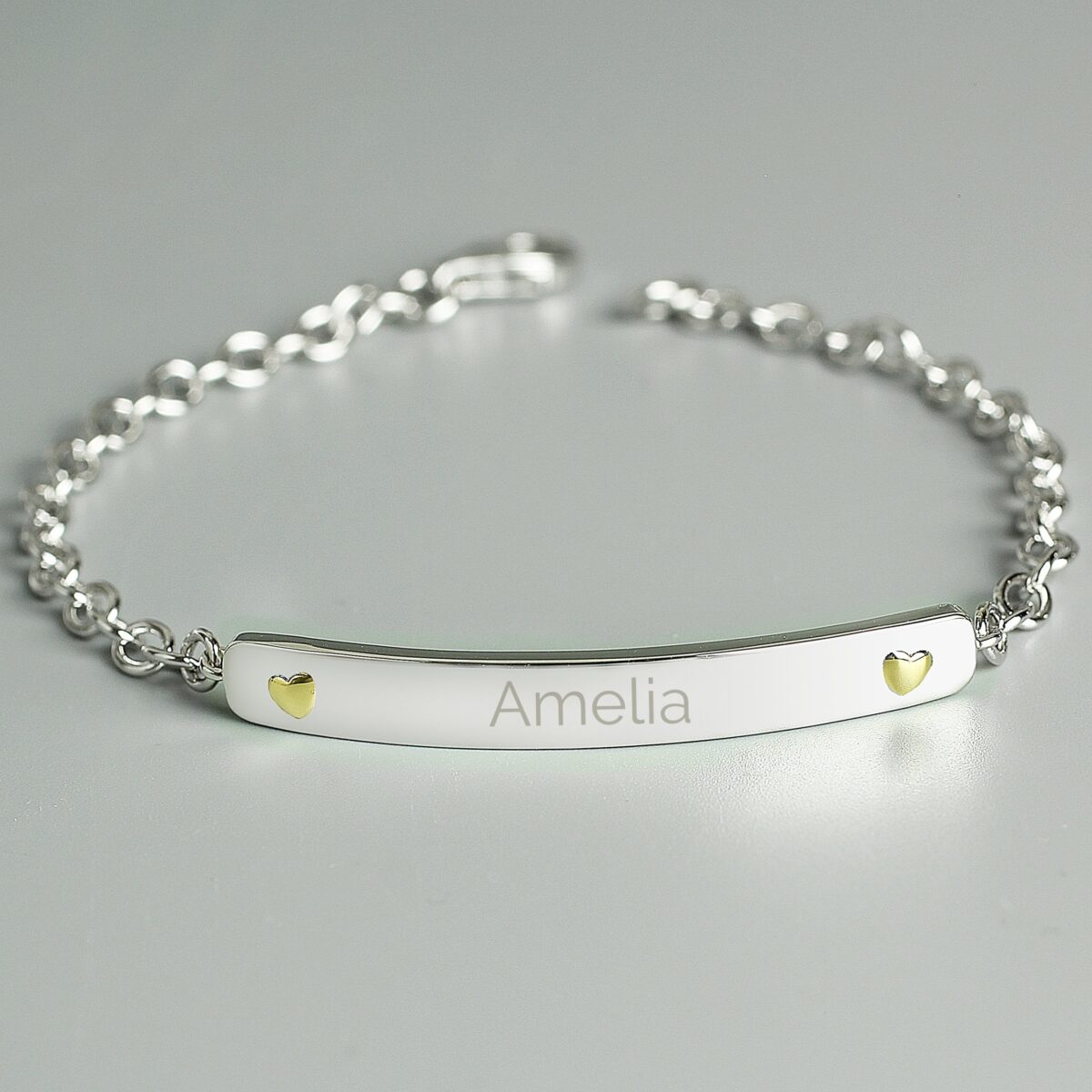 Personalised Sterling Silver and 9ct Gold Bar Bracelet: 1 - Bracelets By Gift Moments