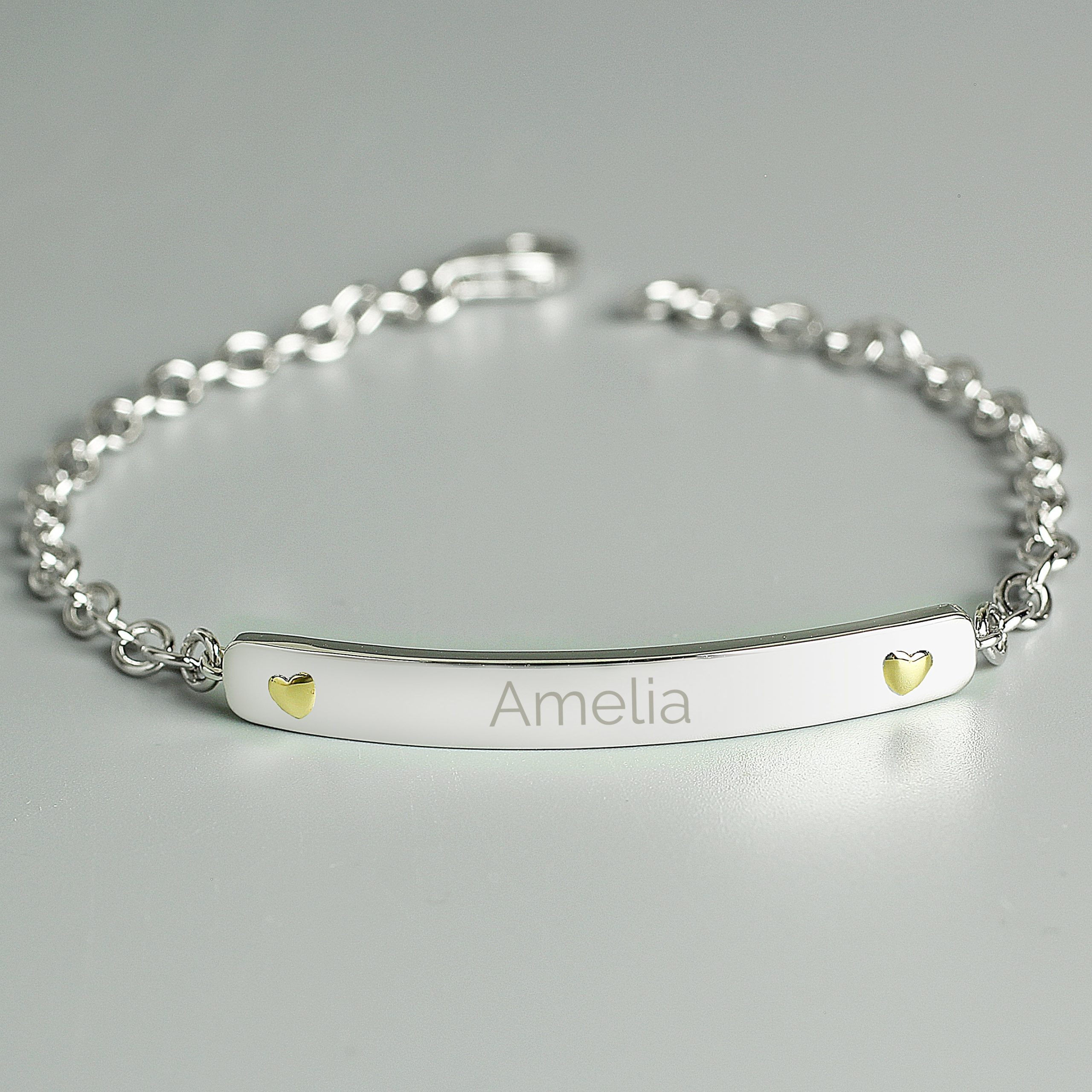 Personalised Sterling Silver and 9ct Gold Bar Bracelet: 1 - Bracelets By Gift Moments