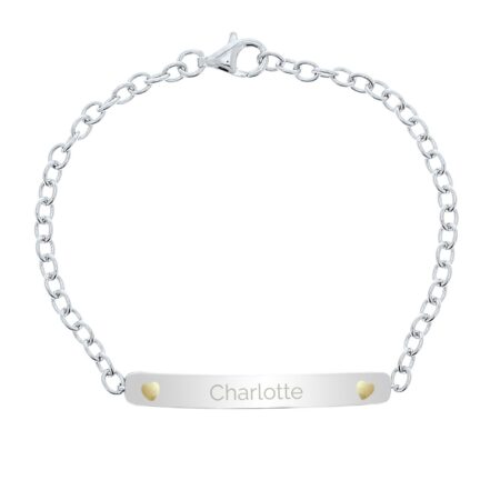 Personalised Sterling Silver and 9ct Gold Bar Bracelet: 3 - Bracelets By Gift Moments
