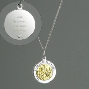 Personalised Sterling Silver & 9ct Gold St. Christopher Necklace: 1 - Necklaces By Gift Moments