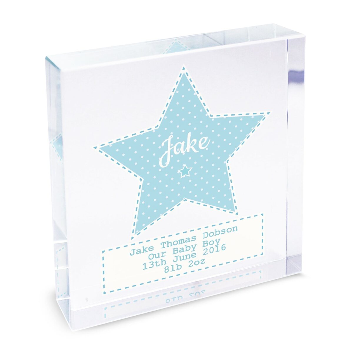 Personalised stitch dot baby boy crystal token