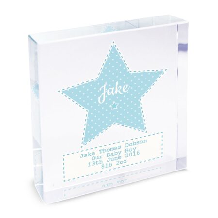 Personalised stitch dot baby boy crystal token