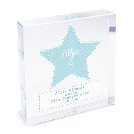 Personalised stitch dot baby boy crystal token