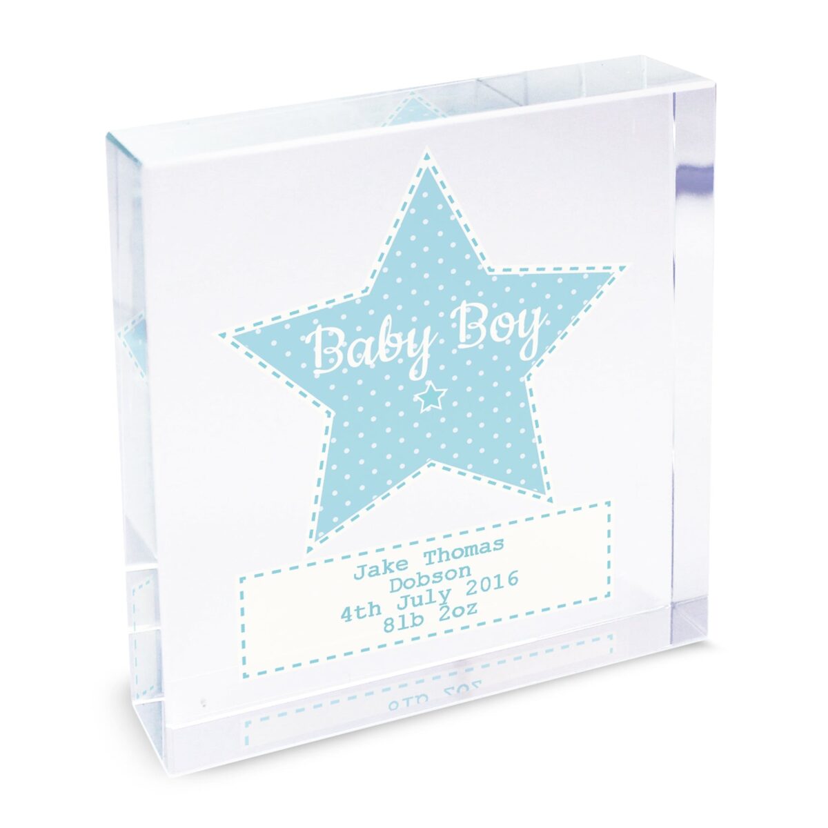 Personalised stitch dot baby boy crystal token