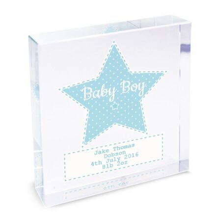 Personalised stitch dot baby boy crystal token