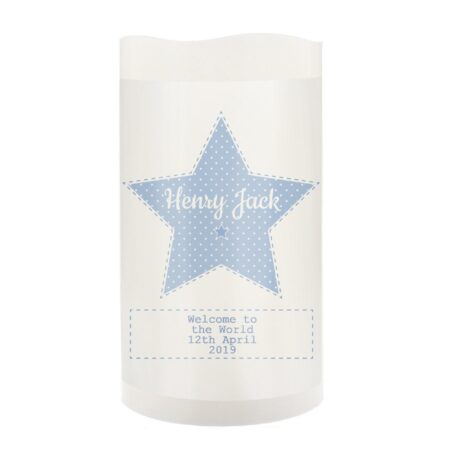 Personalised Stitch & Dot Baby Boy Nightlight LED Candle: 2 - LED Lighting By Gift Moments
