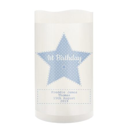 Personalised Stitch & Dot Baby Boy Nightlight LED Candle: 5 - LED Lighting By Gift Moments