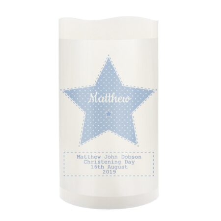 Personalised Stitch & Dot Baby Boy Nightlight LED Candle: 6 - LED Lighting By Gift Moments